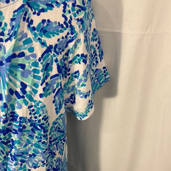Lilly Pulitzer Blue and White Floral Dress Size Large - Picture 8 of 8